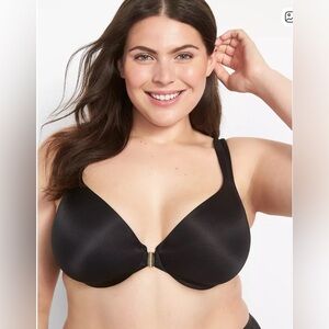 NWT Cacique Front Close Lightly Lined Full Coverage Bra Black 44G